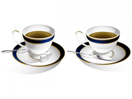 One pair of coffee cup clip art free vector in adobe illustrator 