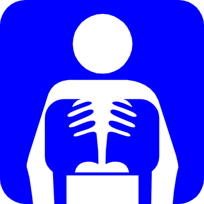 Blue icon showing a stylized human figure with visible ribcage and lungs, symbolizing respiratory or chest health.