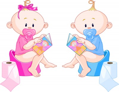 Toddler Potty Training Illustration with Books and Pacifiers