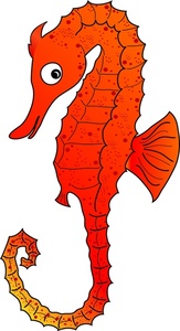 Orange Seahorse Illustration - Marine Life Clipart for Education & Design
