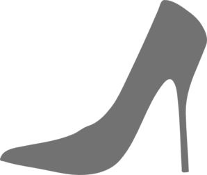 Gray high-heeled shoe silhouette on transparent background
