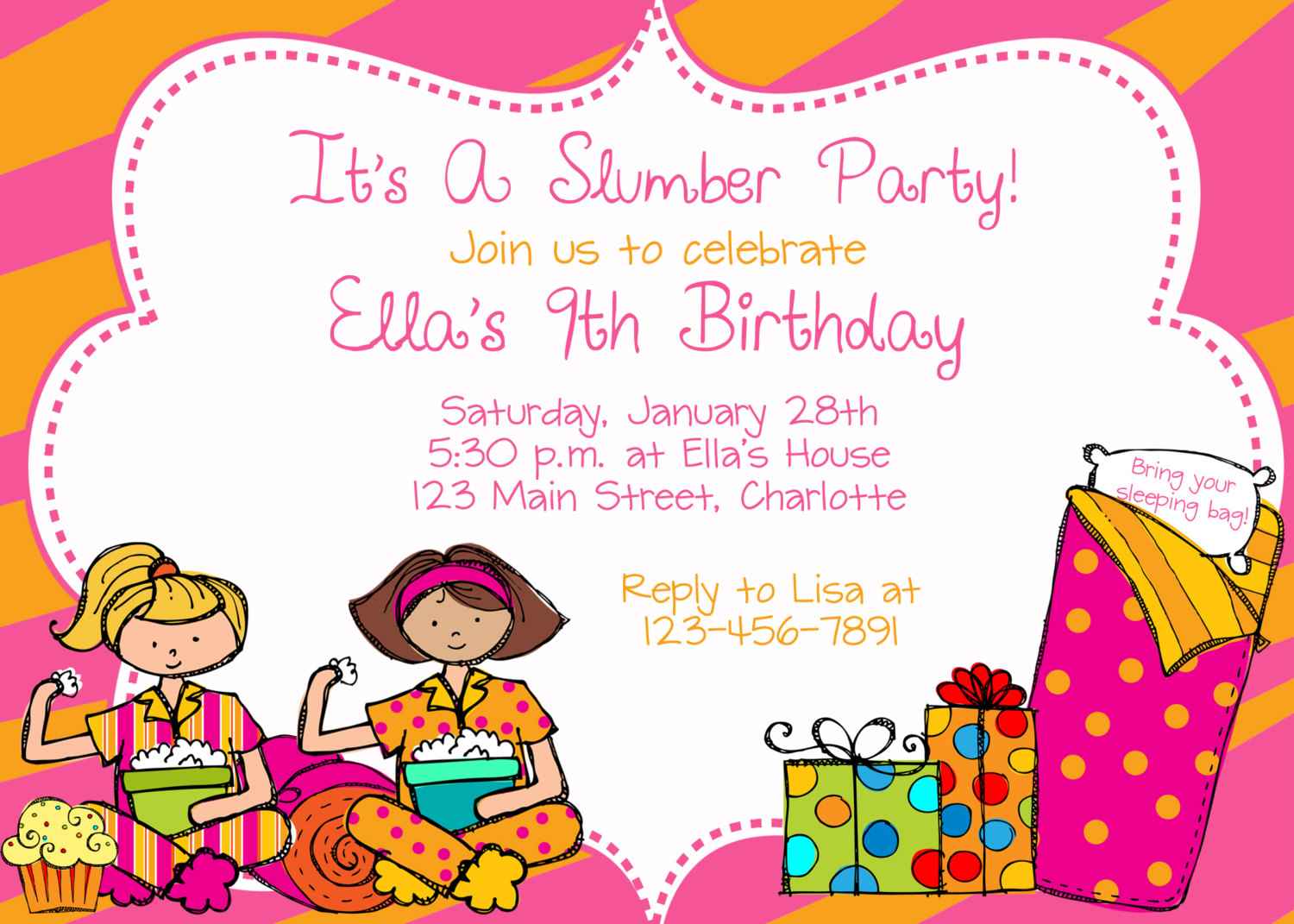 Birthday Invitations Slumber Party R N Clip Art Library