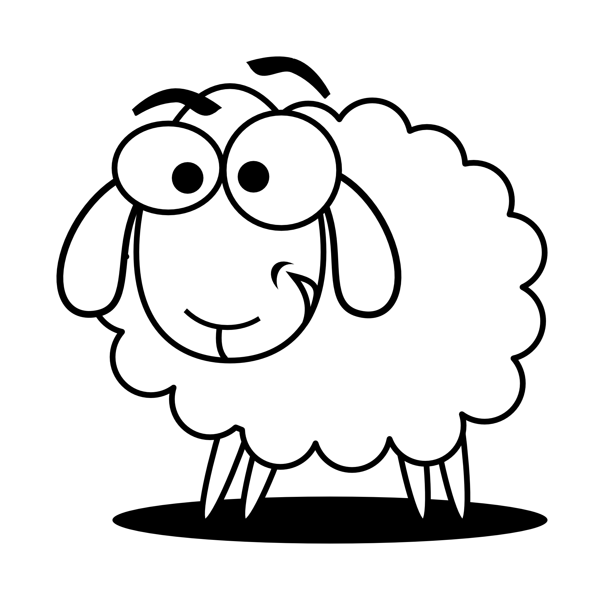 Cute Cartoon Sheep Illustration for Kids’ Activities and Coloring Pages