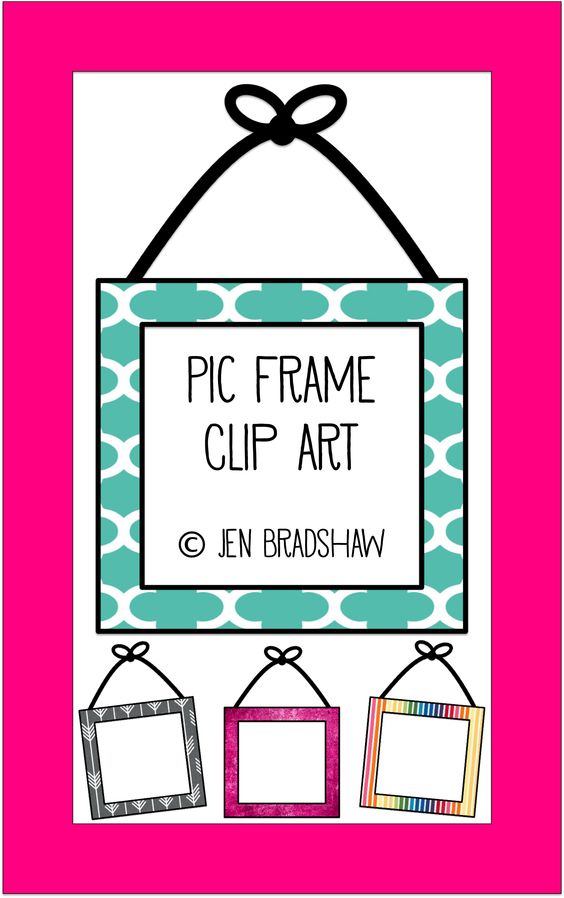 Clip art for teachers: Picture Frame with Hanging Bow. Perfect for 