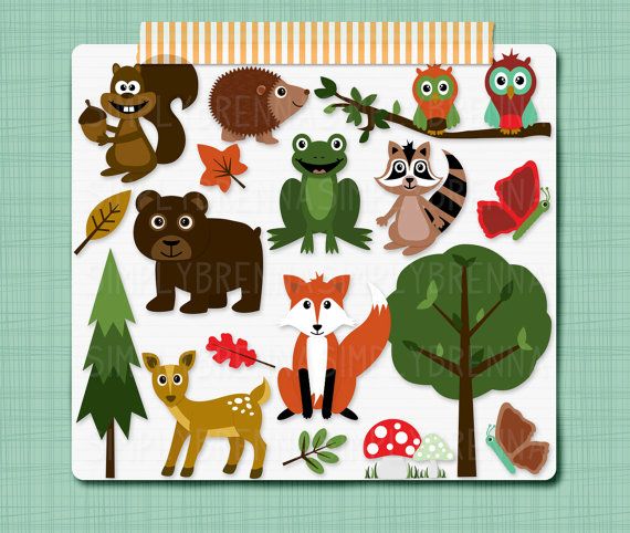Woodland Clipart Forest Animals Clip Art Digital by SimplyBrenna 