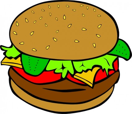 Classic Hamburger Illustration - Free Clipart for Food Websites