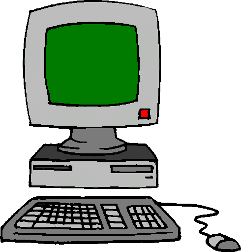 Vintage CRT computer with green screen, keyboard, and mouse on white background.