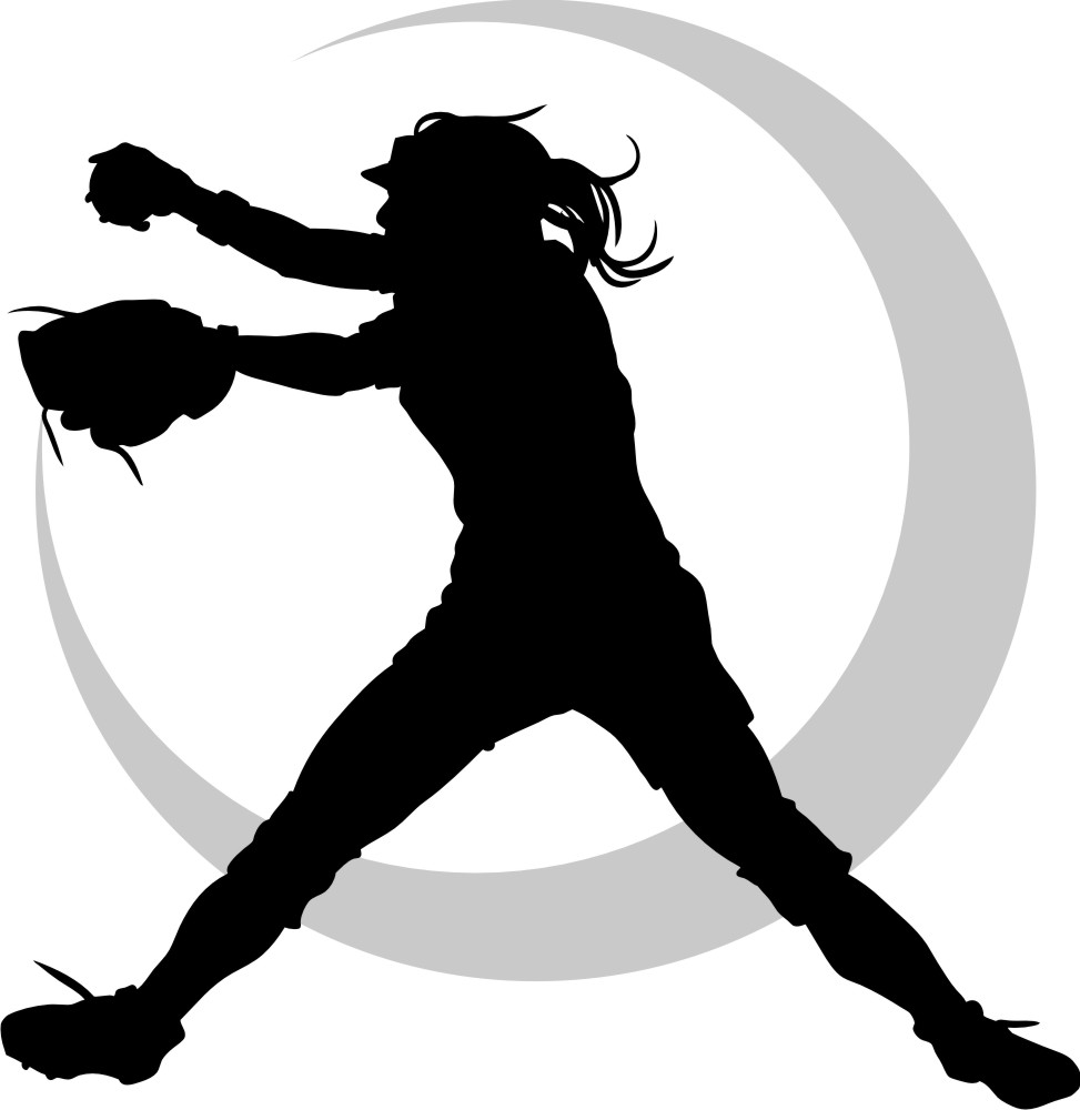 Female Softball Pitcher Silhouette - Dynamic Sports Illustration