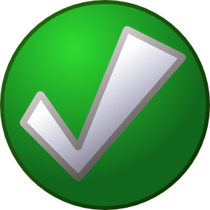 Green circular icon with a white checkmark indicating success or confirmation.