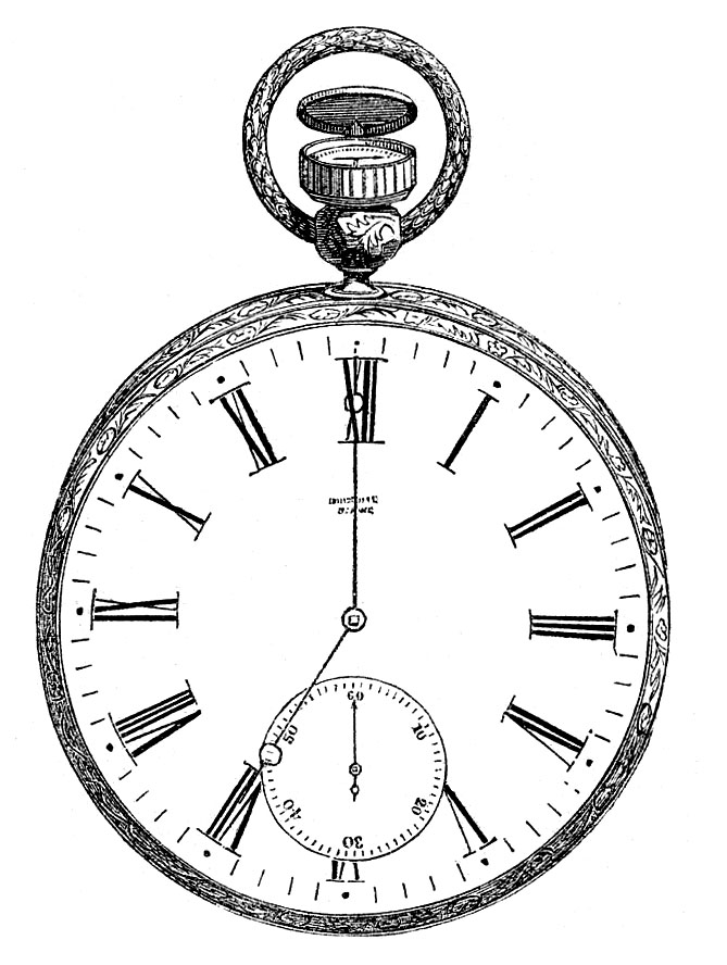 Antique Pocket Watch Illustration - Historical Timepiece Design
