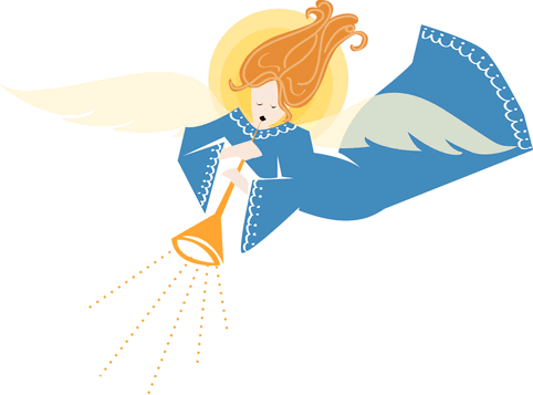 Angel Blowing Trumpet - Religious Illustration for Christmas & Easter