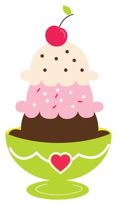 Cute Cartoon Ice Cream Sundae Illustration - Free Download
