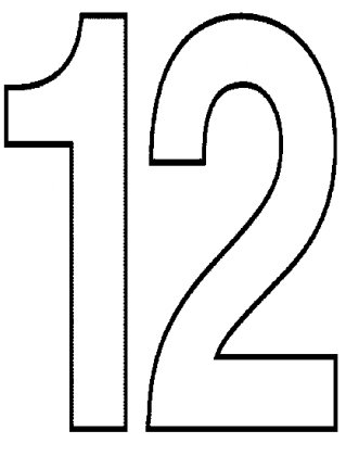 12.10 12. Трафарет "цифры". Цифры трафарет для вырезания. Цифра 12 раскраска. Трафарет 12.