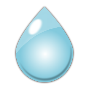 A glossy light blue water droplet icon with a white highlight, symbolizing purity, hydration, or environmental themes.