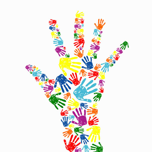 Colorful Hand Prints Clip Art Library