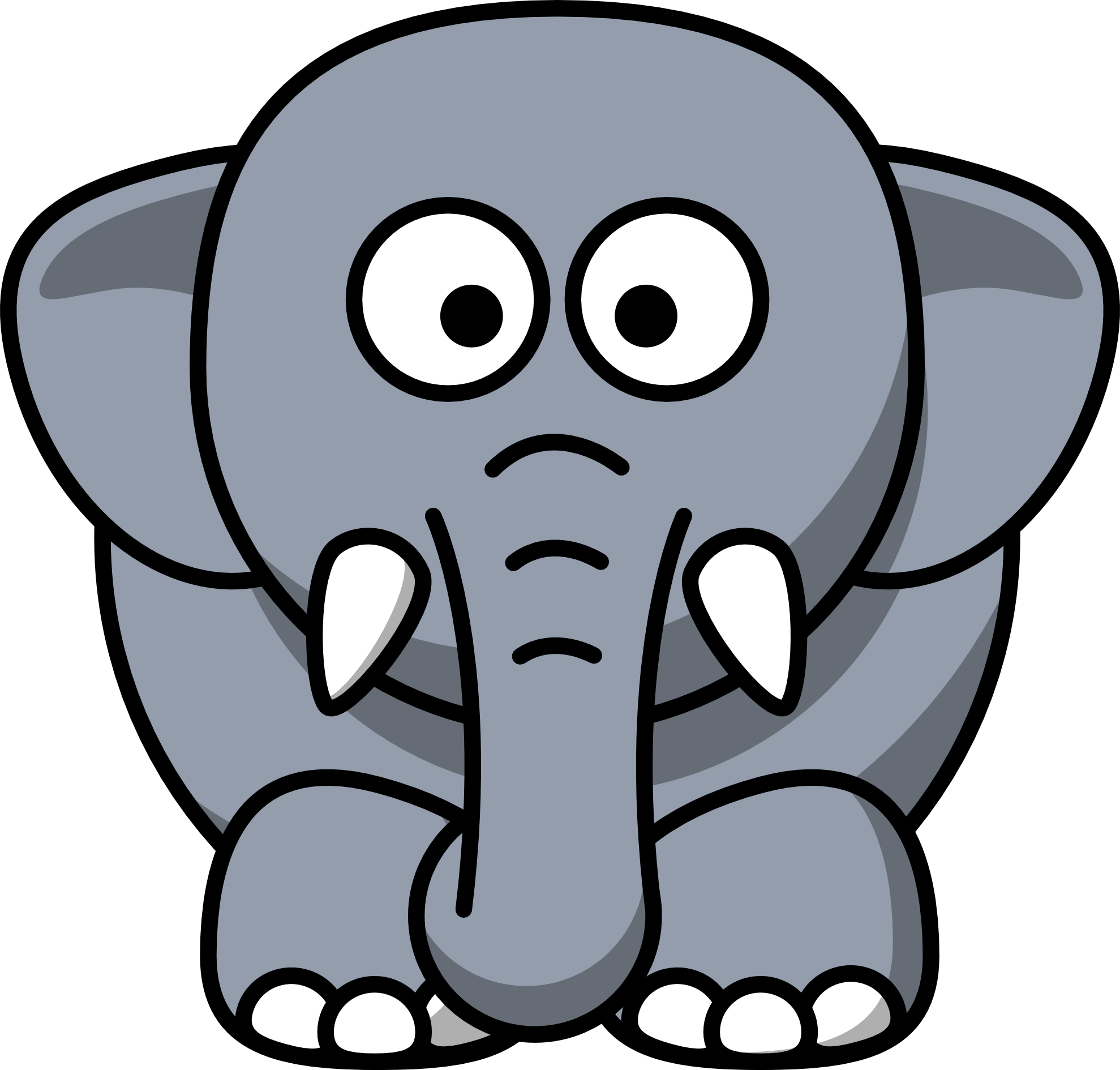 Elephant Clip Art Black And White 