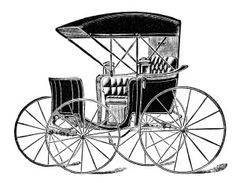 vintage horse buggy clip art, black and white clipart, antique