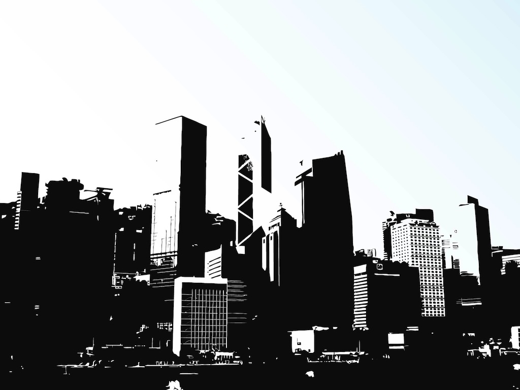 Cityscape hong kong skyline clip art image 