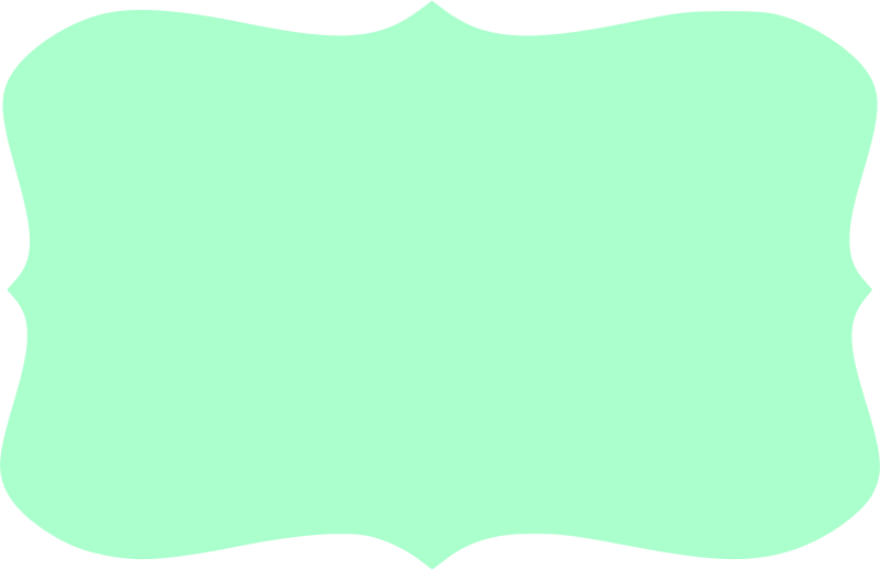 Mint green decorative label frame with scalloped edges on transparent background