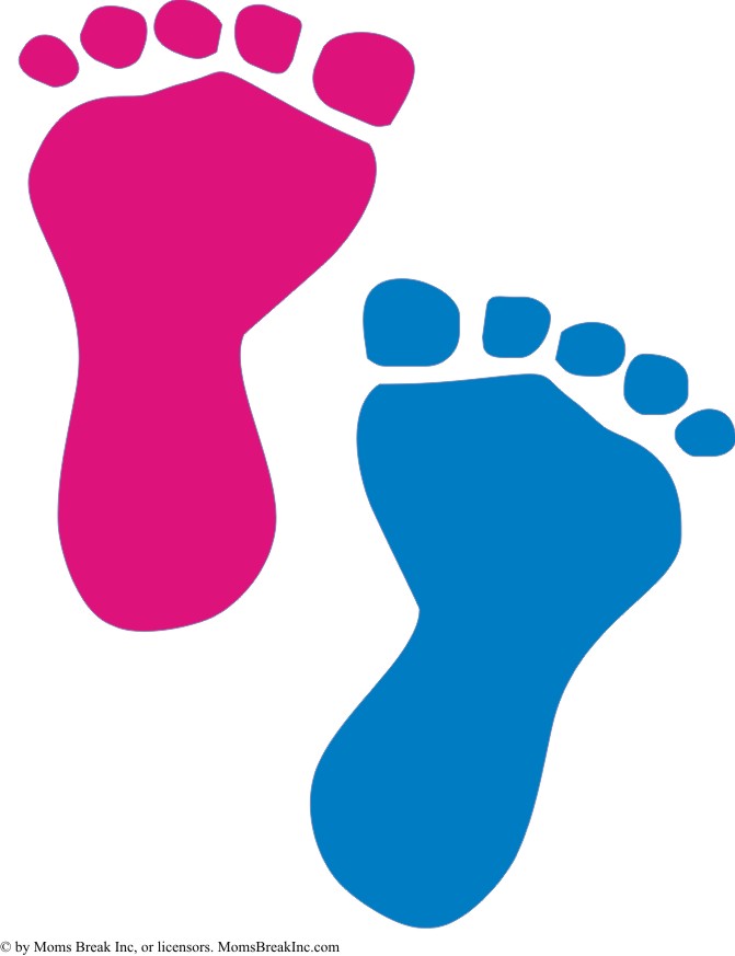 Baby Footprint Icons - Pink & Blue Gender Reveal Graphics