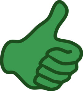 Green thumbs-up icon symbolizing approval, positivity, or agreement.