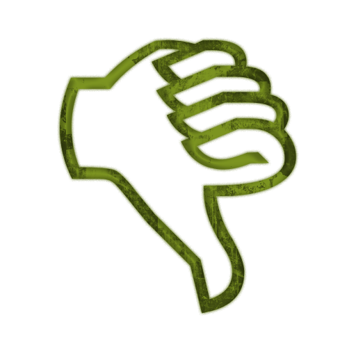 Green thumbs-down icon with textured, distressed outline on white background.