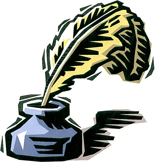 Quill Pen and Inkwell Illustration - Classic Writing Tool Art