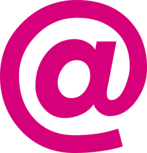 Bright pink @ symbol logo on transparent background, representing email or digital communication.