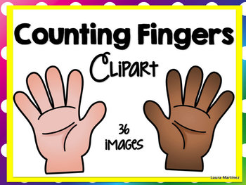 Two illustrated hands showing all ten fingers extended, one light-skinned and one dark-skinned, labeled "Counting Fingers Clipart"