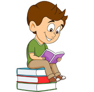 Boy Reading on Books - Illustration for Education and Literacy Content