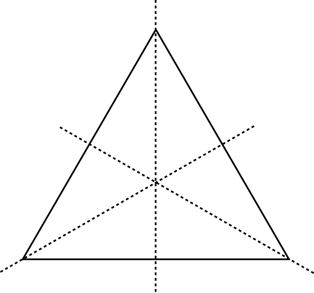 Как нарисовать равносторонний. Оси симметрии равностороннего треугольника. Симметрия треугольника. Осевая симметрия треугольника. ОСТ симметрии равностороний треугнльк.