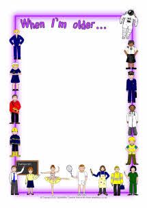 Colorful illustrated border featuring diverse children in future career outfits like doctor, astronaut, and chef, with "When I'm older..." text.