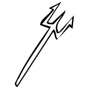 Simple black-and-white line drawing of a three-pronged trident, symbolizing Poseidon or Neptune.