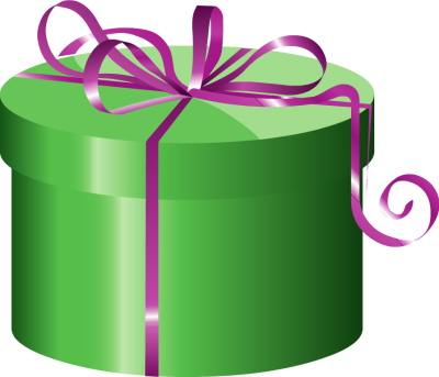 Green Gift Box with Purple Ribbon - Festive Present Illustration