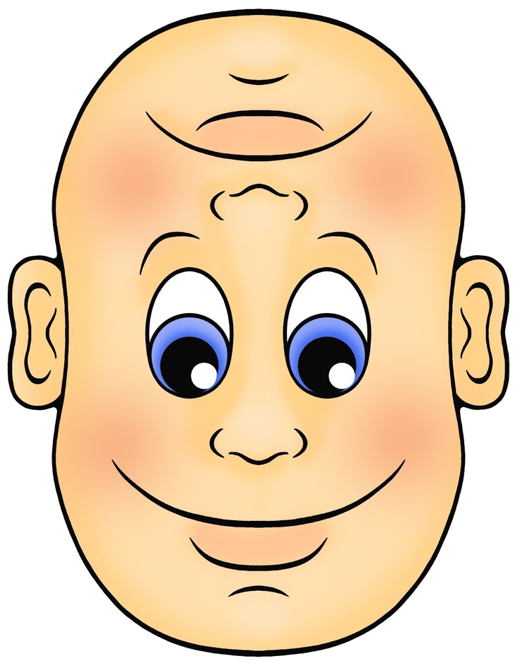 Cartoon baby face with large blue eyes, rosy cheeks, and a smiling expression, showing multiple facial expressions in one image.