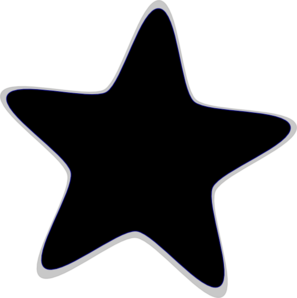 Black five-pointed star with a thin blue outline on transparent background.