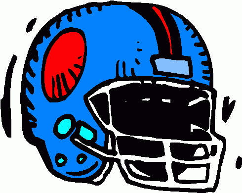 Cartoon Football Helmet Illustration - Blue with Red & Black Accents
