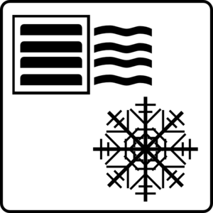 Icon showing air filter, water waves, and snowflake-symbolizing HVAC or climate control system modes.