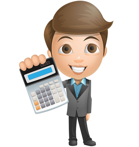Vector Boy Holding Calculator, Clipart 