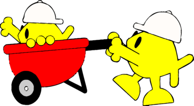Fun Construction Team Cartoon - Wheelbarrow Worker Illustration