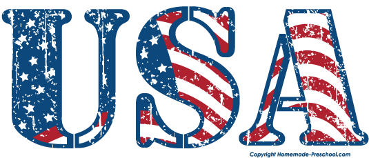 USA text styled with American flag pattern and distressed texture