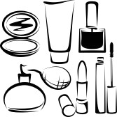 Cosmetic Products Illustration - Beauty & Makeup Icons Collection