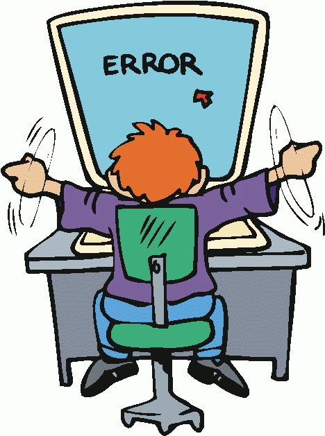 Frustrated person with orange hair slamming hands on desk in front of computer screen displaying "ERROR".