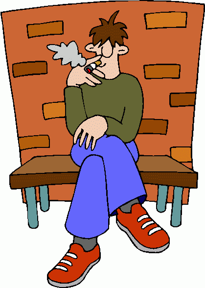 Man Smoking on Bench - Illustrative Cartoon Image