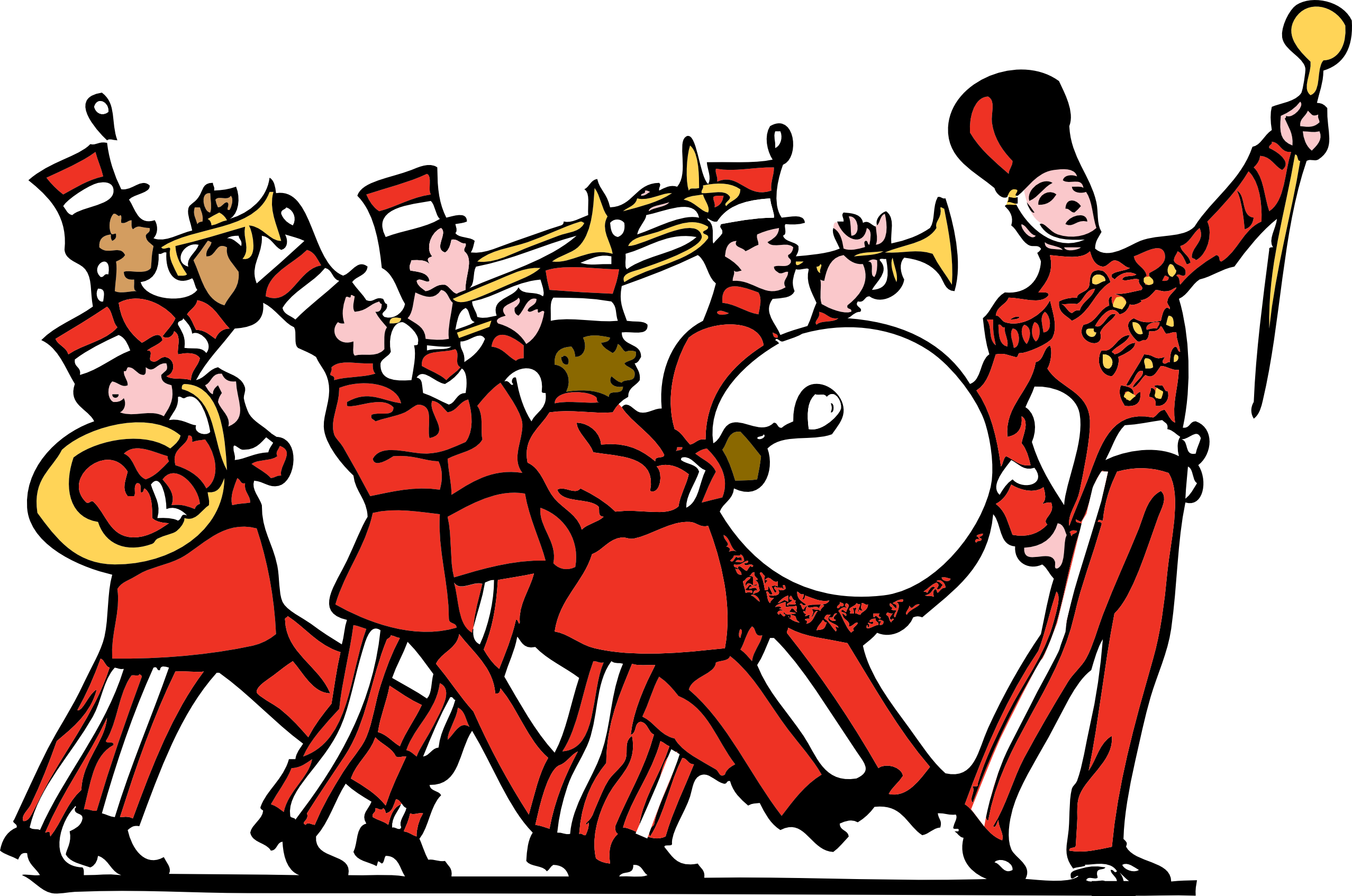 Marching Band Illustration - Red Uniforms & Energetic Performance