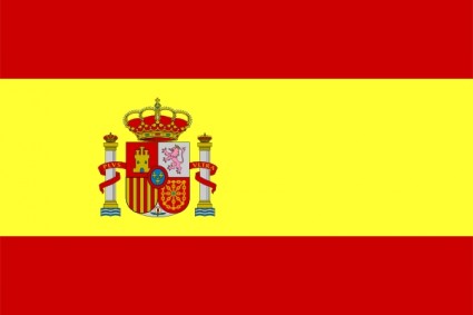 National flag of Spain featuring red and yellow stripes with the Spanish coat of arms centered on the yellow band.