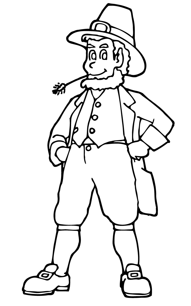 Pilgrim Man Coloring Page - Free Printable for Kids & Education