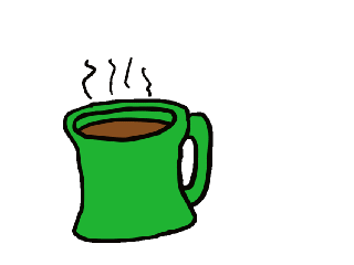 Steaming Hot Coffee in a Green Mug - Simple Illustration