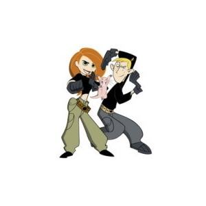 Two animated characters in action poses-one with orange hair holding a device, the other in glasses aiming a gadget-against white background.