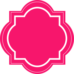 Vibrant pink ornamental frame with white double border and scalloped edges, ideal for decorative overlays or badges.